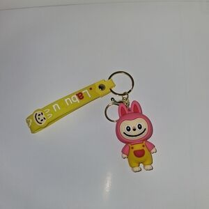 Playful Pink and Yellow Character Key Chain